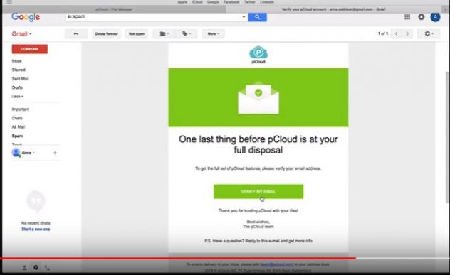 Pcloud - Verify Email